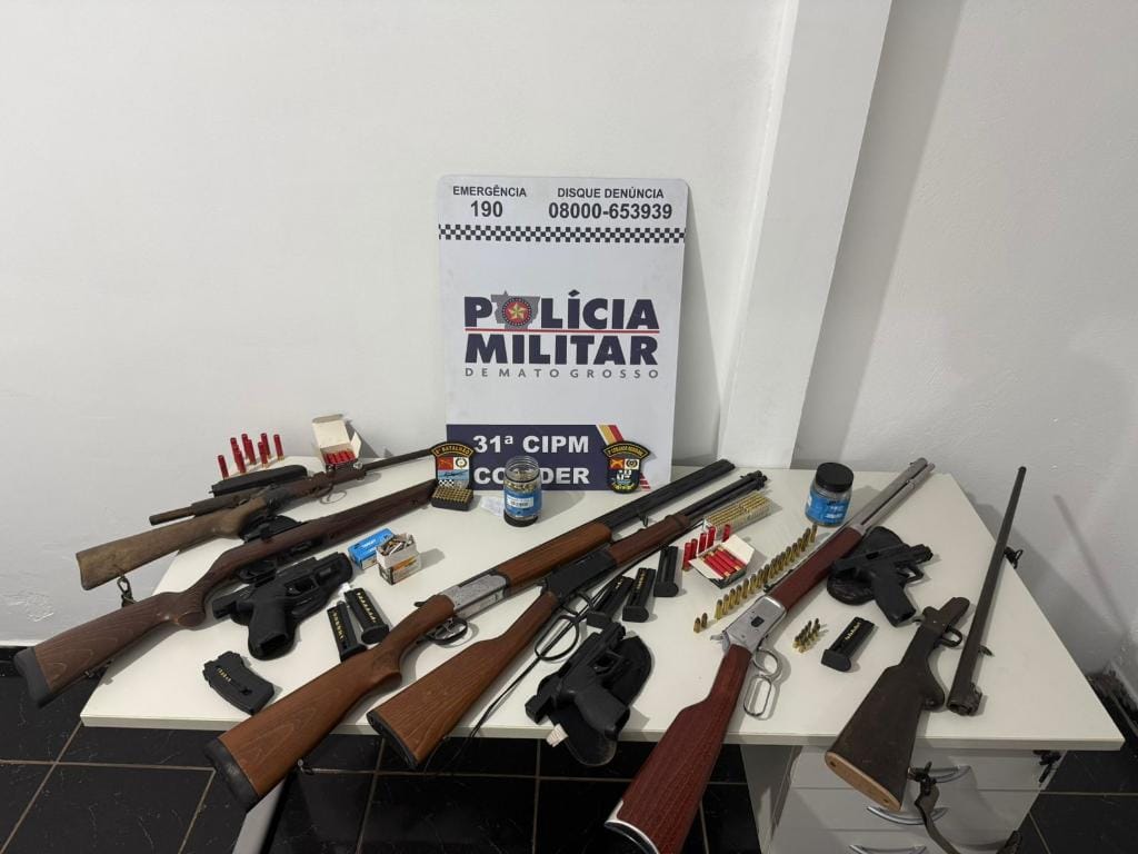 Patrulha Rural prende cinco homens e apreende nove armas de fogo em Colíder-MT