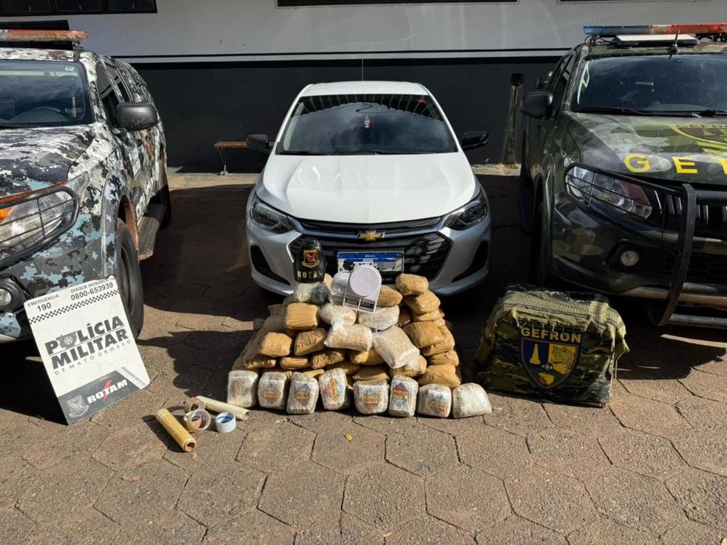Rotam e Gefron apreendem 117 quilos de entorpecentes e recuperam carro furtado em Várzea Grande