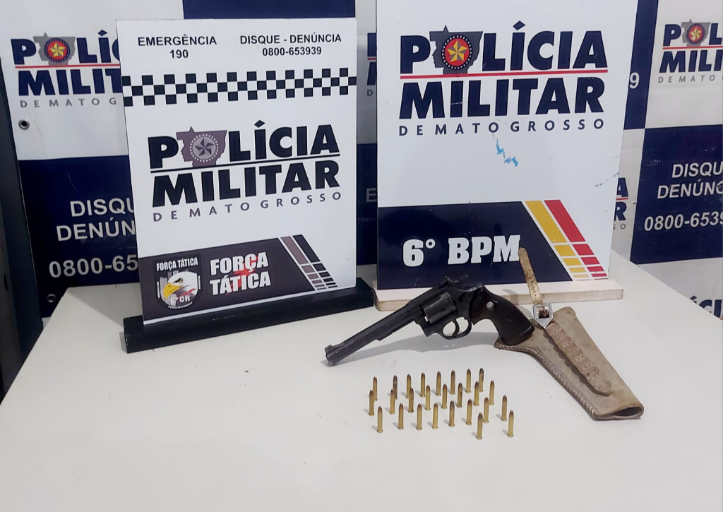 Força Tática de MT apreende arma de fogo, munições e prende homem por porte ilegal
