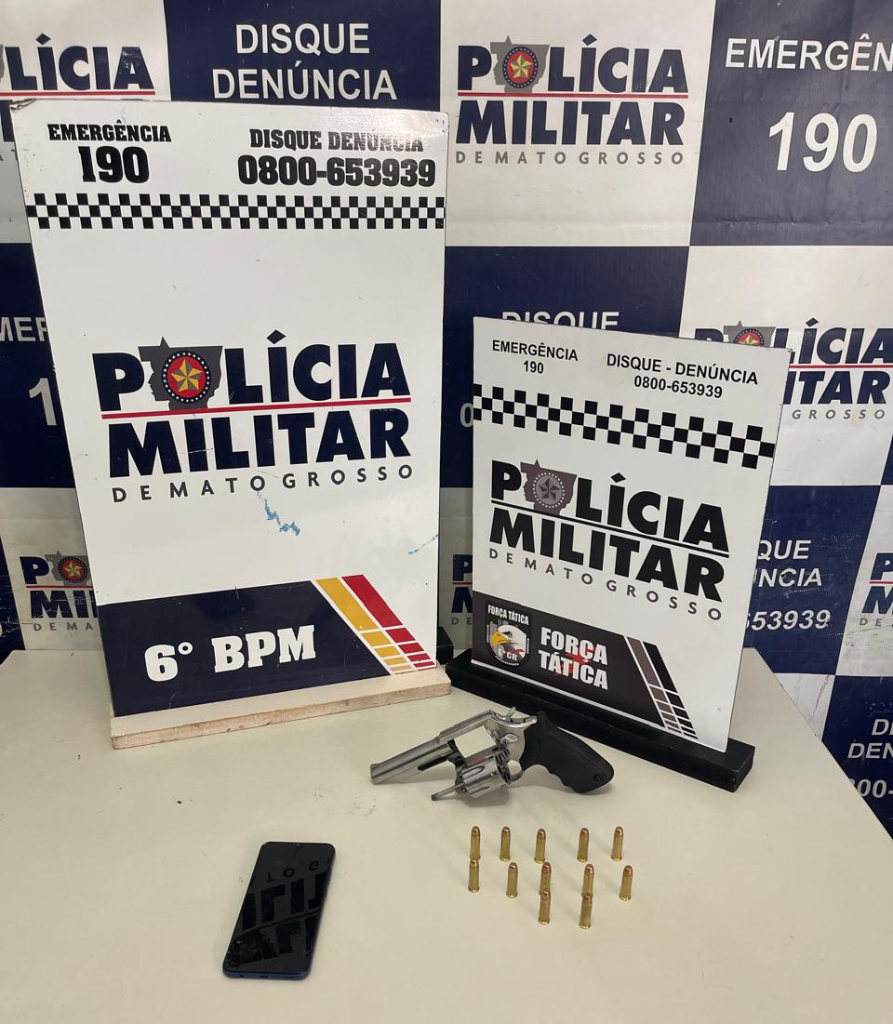 Força Tática apreende adolescente com revólver e 12 munições em Cáceres-MT