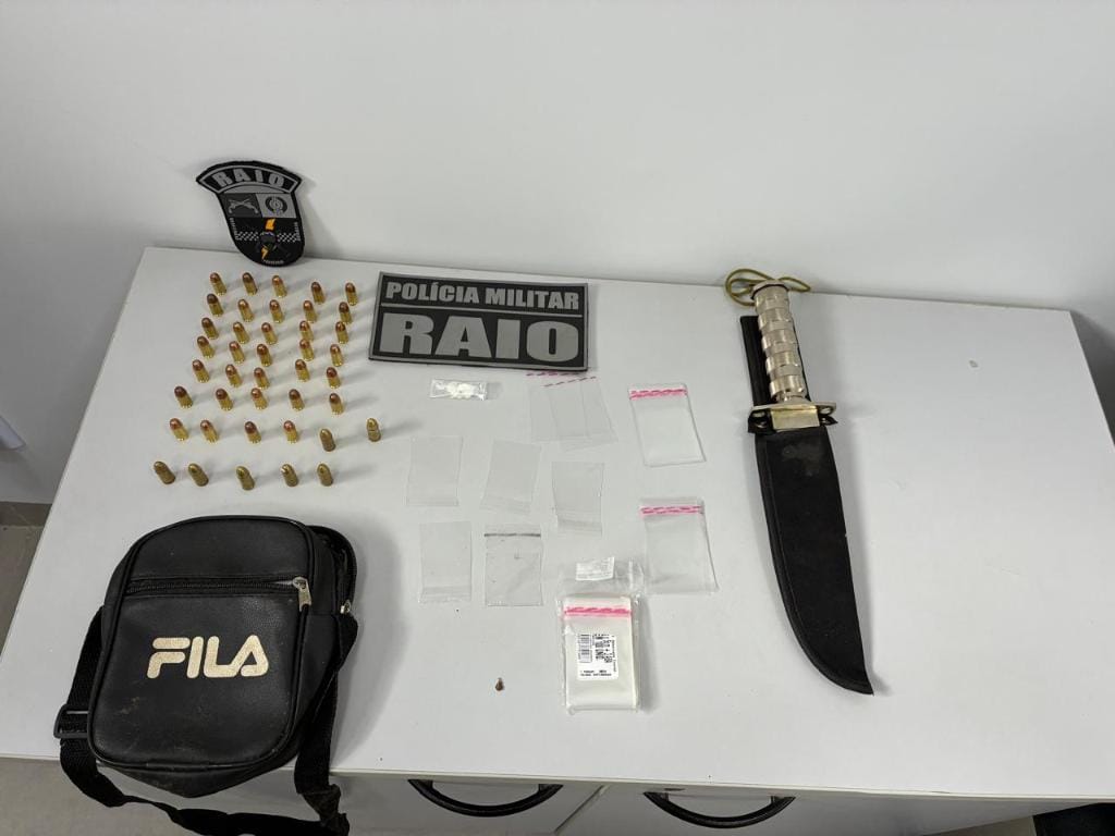Companhia Raio de MT prende dois homens por tráfico de drogas, apreende entorpecentes e munições