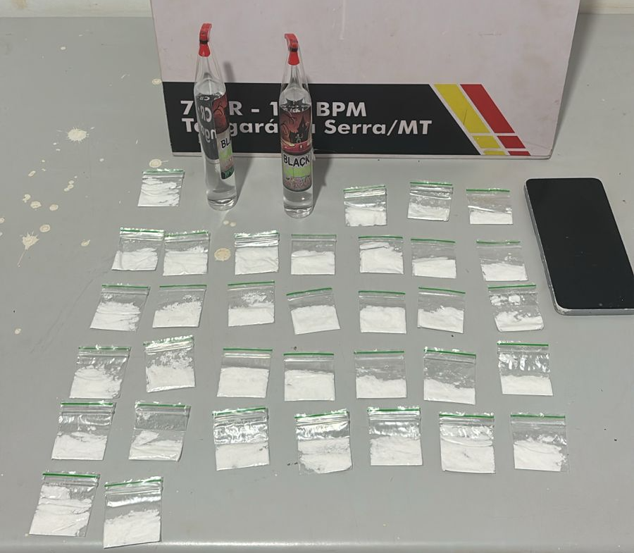 Polícia Militar prende suspeito com porções de cocaína e lança-perfume em Tangará da Serra-MT