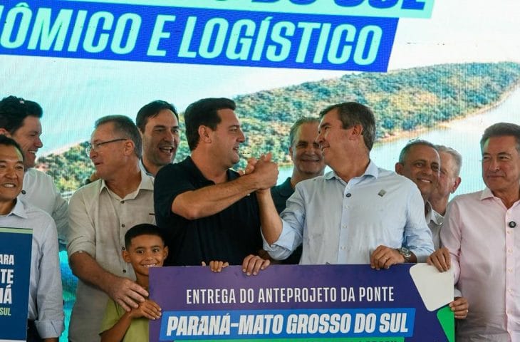 Encontro entre governadores marca entrega de anteprojeto de ponte entre MS e Paraná