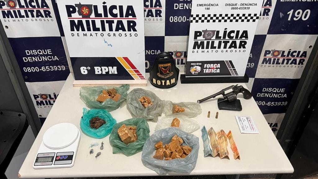 Rotam prende suspeito por tráfico ilícito de drogas e porte ilegal de arma em Cáceres-MT