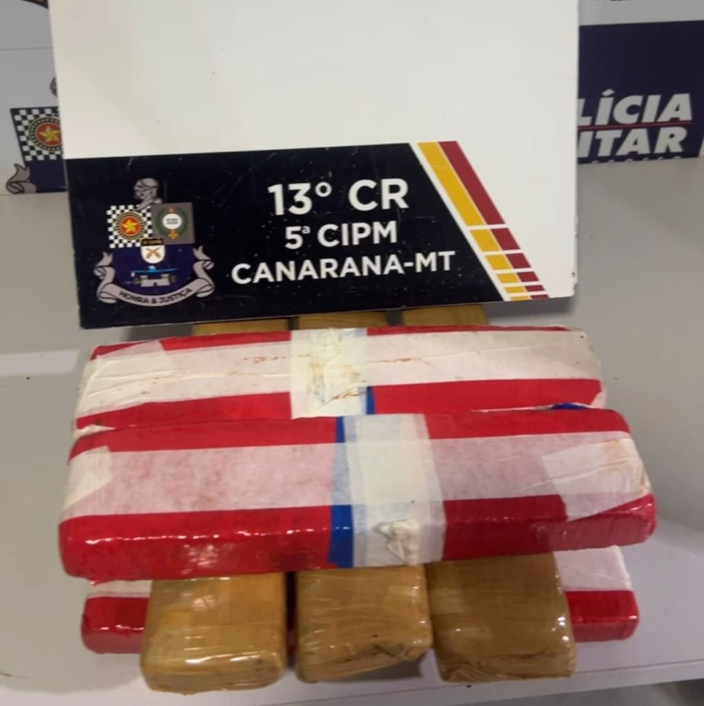 Polícia Militar de MT apreende oito tabletes de maconha e detém dupla por direção perigosa