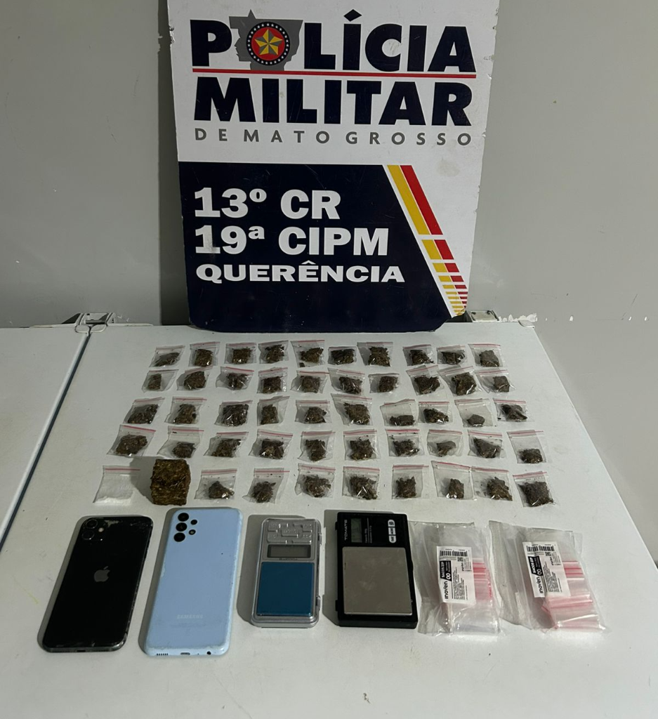Três homens são presos pela PM com 50 porções de drogas em Querência-MT