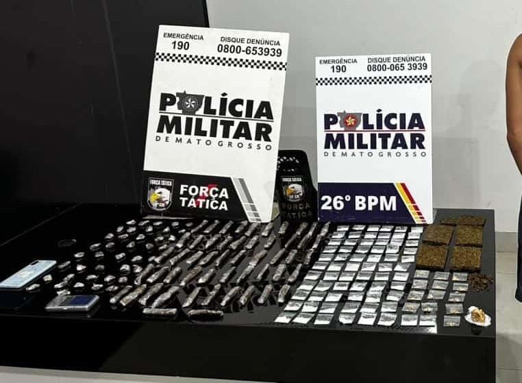 Força Tática prende faccionado com 174 porções de drogas durante abordagem em Nova Mutum-MT