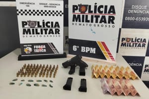 Polícia Militar MT conduz três faccionados e apreende pistola e 65 munições