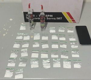 Polícia Militar prende suspeito com porções de cocaína e lança-perfume em Tangará da Serra-MT